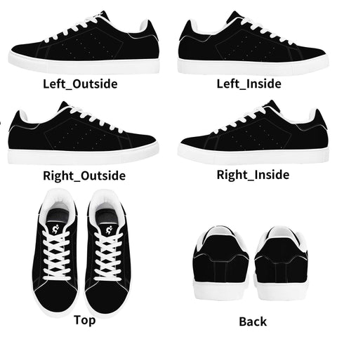 Leather Skateboard Shoes - Black w/ White Laces - Mr.Shit
