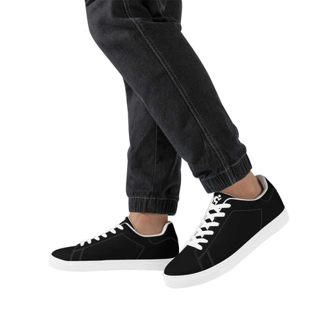 Leather Skateboard Shoes - Black w/ White Laces - Mr.Shit
