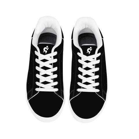 Leather Skateboard Shoes - Black w/ White Laces - Mr.Shit