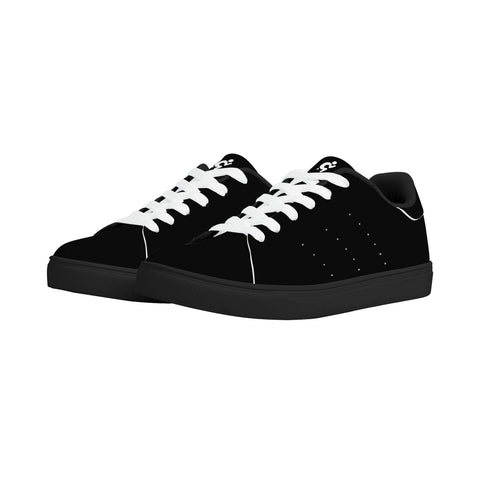 Leather Skateboard Shoes - Black w/ White Laces - Mr.Shit