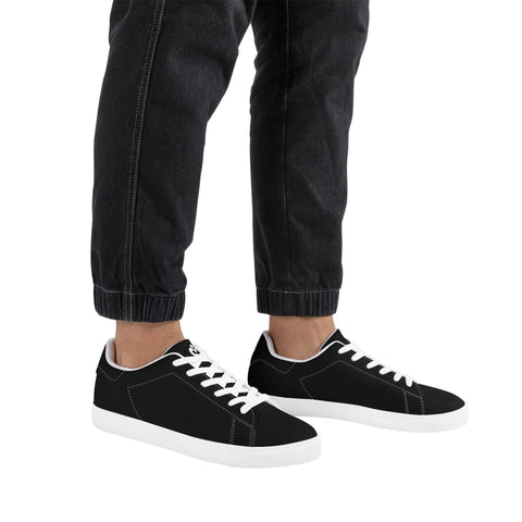 Leather Skateboard Shoes - Black w/ White Laces - Mr.Shit