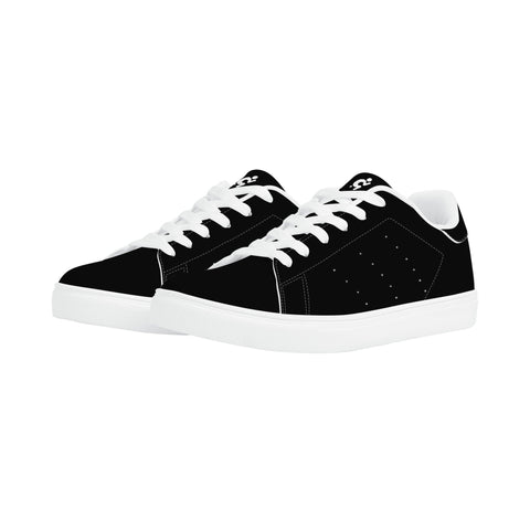 Leather Skateboard Shoes - Black w/ White Laces - Mr.Shit