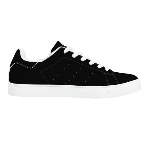 Leather Skateboard Shoes - Black w/ White Laces - Mr.Shit