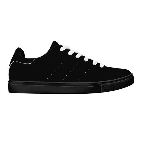 Leather Skateboard Shoes - Black w/ White Laces - Mr.Shit