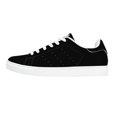 Leather Skateboard Shoes - Black w/ White Laces - Mr.Shit