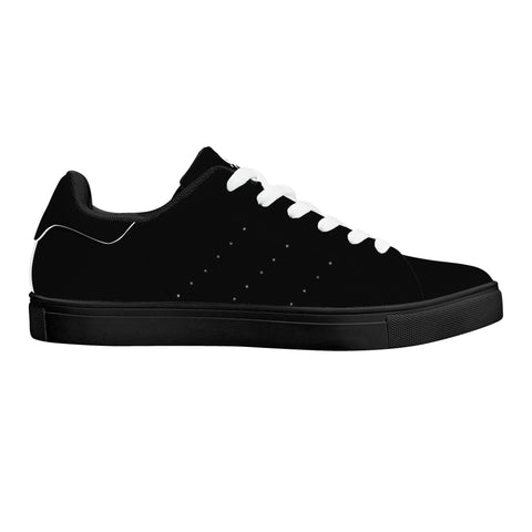 Leather Skateboard Shoes - Black w/ White Laces - Mr.Shit