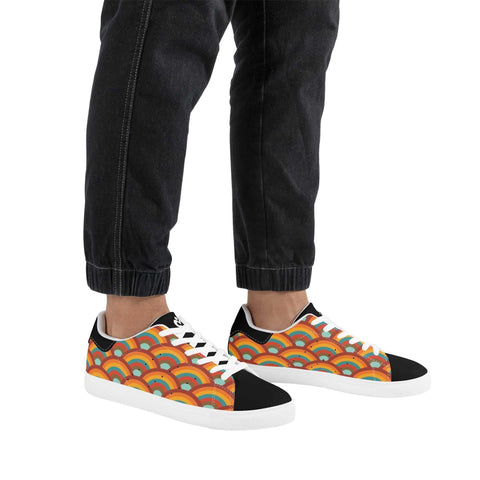 Leather Skateboard Shoes - Retro Rainbow - Mr.Shit