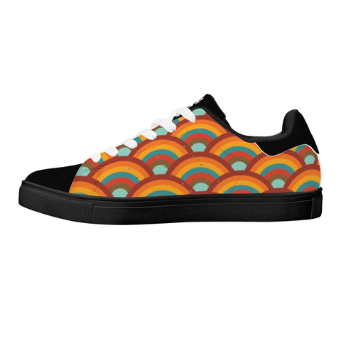 Leather Skateboard Shoes - Retro Rainbow - Mr.Shit