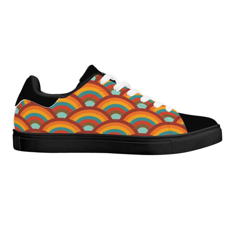Leather Skateboard Shoes - Retro Rainbow - Mr.Shit