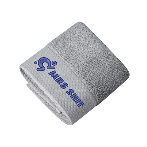 Mr.Shit Gym Towels - Square Embroidered - Mrs Shit - Blue Logo All Towels 34 $