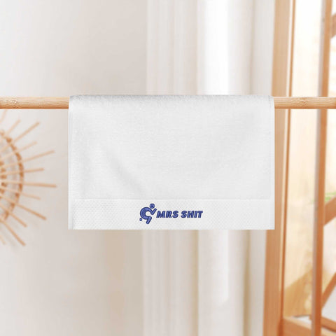 Mr.Shit Gym Towels - Square Embroidered - Mrs Shit - Blue Logo All Towels 34 $