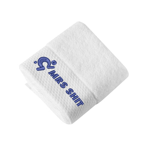 Mr.Shit Gym Towels - Square Embroidered - Mrs Shit - Blue Logo All Towels 34 $