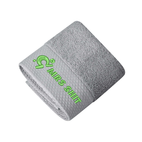 Mr.Shit Gym Towels - Square Embroidered - Mrs Shit - Green Logo All Towels 34 $