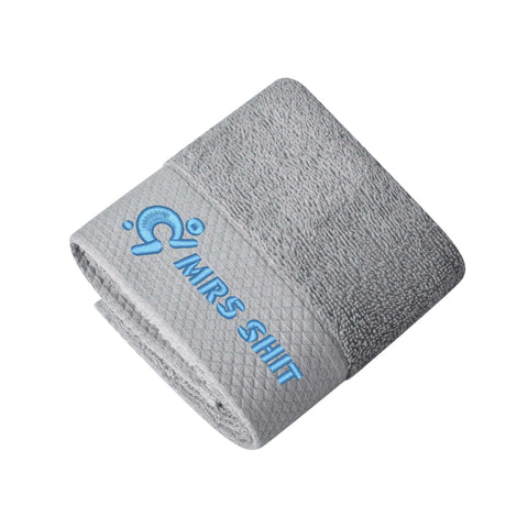 Mr.Shit Gym Towels - Square Embroidered - Mrs Shit - Light Blue Logo All Towels 34 $
