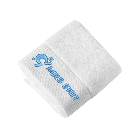 Mr.Shit Gym Towels - Square Embroidered - Mrs Shit - Light Blue Logo All Towels 34 $