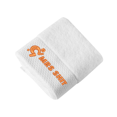 Mr.Shit Gym Towels - Square Embroidered - Mrs Shit - Orange Logo All Towels 34 $