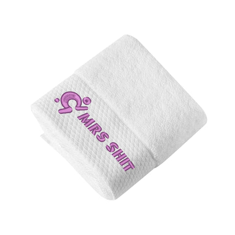Mr.Shit Gym Towels - Square Embroidered - Mrs Shit - Purple Logo All Towels 34 $