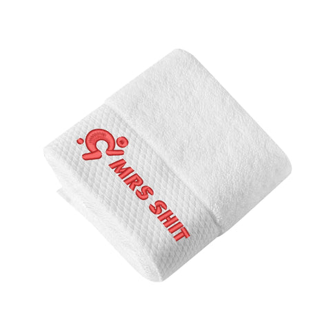 Mr.Shit Gym Towels - Square Embroidered - Mrs Shit - Red Logo All Towels 34 $