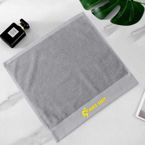 Mr.Shit Gym Towels - Square Embroidered - Mrs Shit - Yellow Logo All Towels 34 $