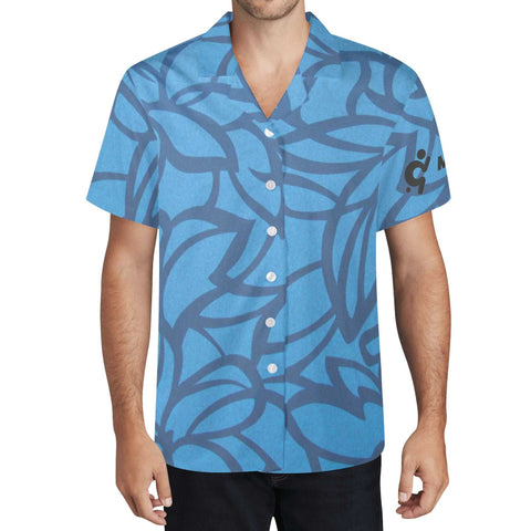 Mr.Shit Mens Hawaiian Shirt - Blue Floral Men's Hawaiian Casual Shirts 42 $