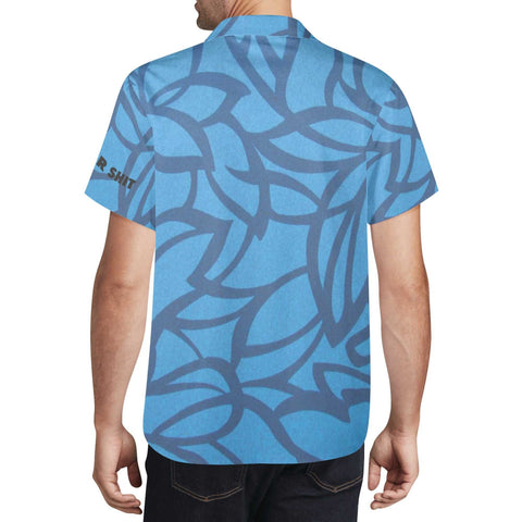 Mr.Shit Mens Hawaiian Shirt - Blue Floral Men's Hawaiian Casual Shirts 42 $