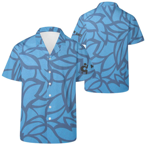 Mr.Shit Mens Hawaiian Shirt - Blue Floral Men's Hawaiian Casual Shirts 42 $