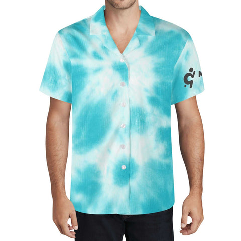 Mr.Shit Mens Hawaiian Shirt - Blue Tie Dye Men's Hawaiian Casual Shirts 42 $