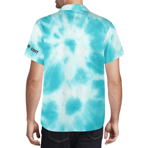 Mr.Shit Mens Hawaiian Shirt - Blue Tie Dye Men's Hawaiian Casual Shirts 42 $