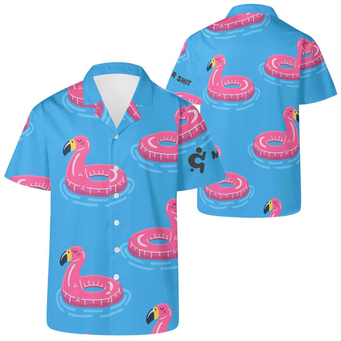 Mr.Shit Mens Hawaiian Shirt - Flamingo Floaties Men's Hawaiian Casual Shirts 42 $