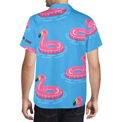 Mr.Shit Mens Hawaiian Shirt - Flamingo Floaties Men's Hawaiian Casual Shirts 42 $