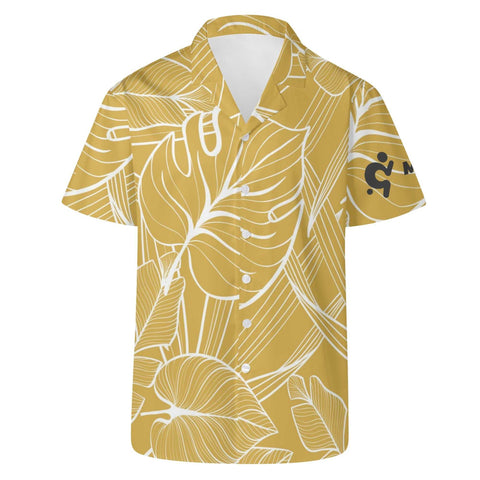 Mr.Shit Mens Hawaiian Shirt - Golden Floral Men's Hawaiian Casual Shirts 42 $