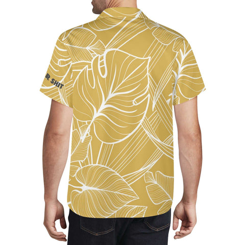 Mr.Shit Mens Hawaiian Shirt - Golden Floral Men's Hawaiian Casual Shirts 42 $