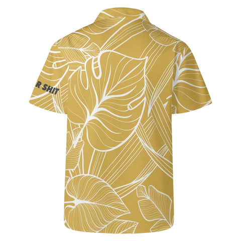 Mr.Shit Mens Hawaiian Shirt - Golden Floral Men's Hawaiian Casual Shirts 42 $