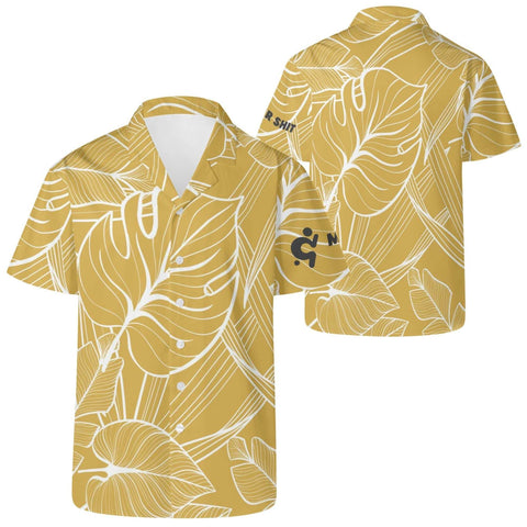Mr.Shit Mens Hawaiian Shirt - Golden Floral Men's Hawaiian Casual Shirts 42 $