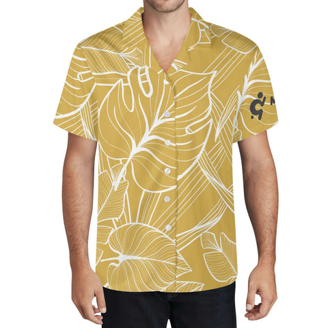 Mr.Shit Mens Hawaiian Shirt - Golden Floral Men's Hawaiian Casual Shirts 42 $