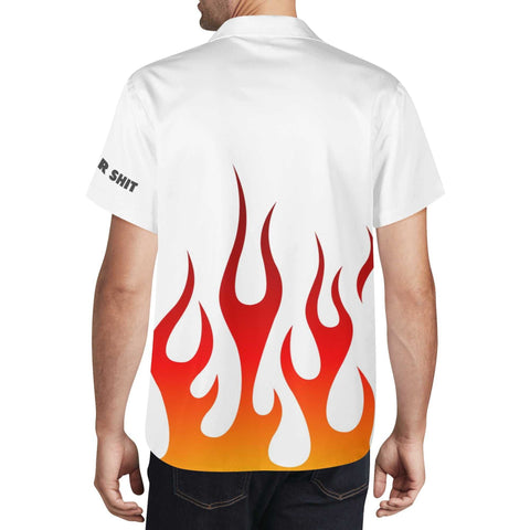 Mr.Shit Mens Hawaiian Shirt - On Fire Men's Hawaiian Casual Shirts 42 $
