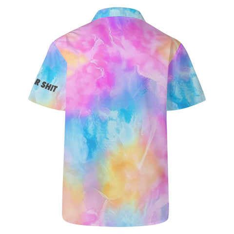 Mr.Shit Mens Hawaiian Shirt - Rainbow Tie Dye Men's Hawaiian Casual Shirts 42 $