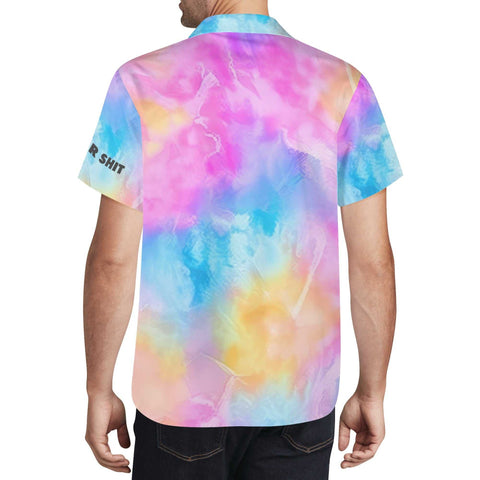 Mr.Shit Mens Hawaiian Shirt - Rainbow Tie Dye Men's Hawaiian Casual Shirts 42 $