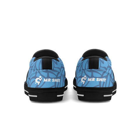 Mr.Shit Mens Slip On Shoes - Blue Floral - White Logo Shoes & Footwear 69 $
