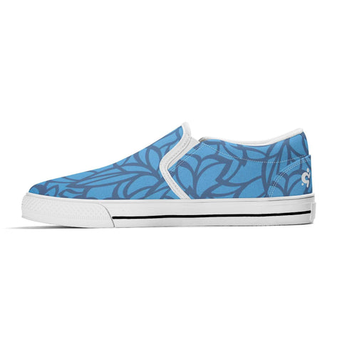 Mr.Shit Mens Slip On Shoes - Blue Floral - White Logo Shoes & Footwear 69 $