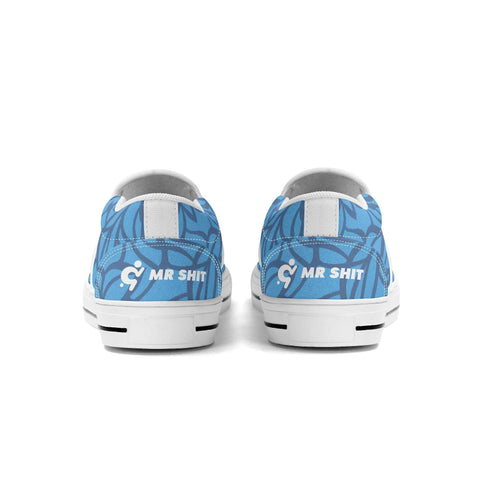Mr.Shit Mens Slip On Shoes - Blue Floral - White Logo Shoes & Footwear 69 $