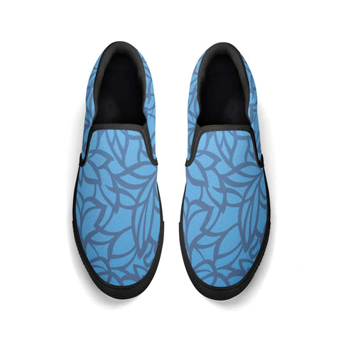 Mr.Shit Mens Slip On Shoes - Blue Floral - White Logo Shoes & Footwear 69 $