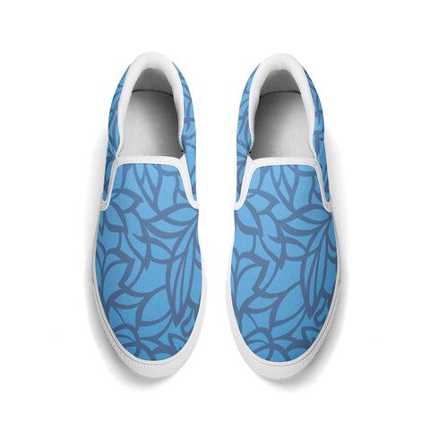 Mr.Shit Mens Slip On Shoes - Blue Floral - White Logo Shoes & Footwear 69 $