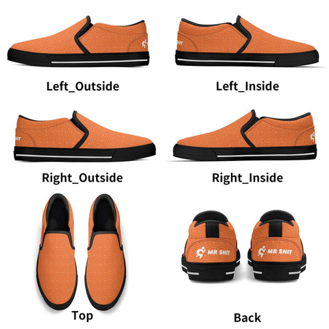 Mens Slip On Shoes - Orange Pattern - Mr.Shit