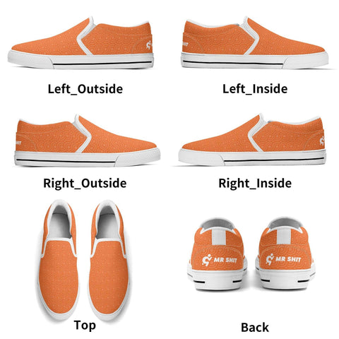 Mens Slip On Shoes - Orange Pattern - Mr.Shit