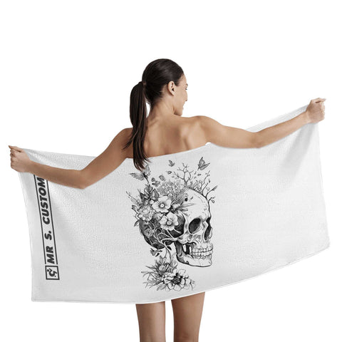 Mr.Shit Mr S Customs - Bath / Beach Towel - Floral Skull $ 38.95