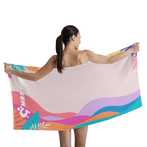 Mr.Shit Mrs Shit - Bath / Beach Towel - Floral Pink All Towels 38 $