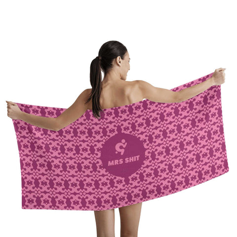 Mr.Shit Mrs Shit - Bath / Beach Towel - Pink All Towels 38 $