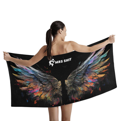 Mr.Shit Mrs Shit - Bath / Beach Towel - Rainbow Angel Wings All Towels 38 $