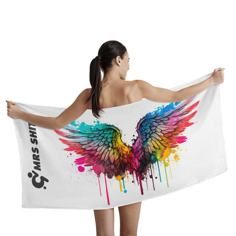 Mr.Shit Mrs Shit - Bath / Beach Towel - Rainbow Angel Wings All Towels 38 $